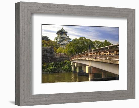 Japan, Nara Prefecture, Osaka. View of the Osaka Castle from bridge.-Dennis Flaherty-Framed Photographic Print