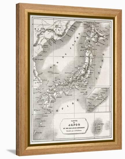 Japan Old Map. Created By Vuillemin And Erhard, Published On Le Tour Du Monde, Paris, 1860-marzolino-Framed Stretched Canvas