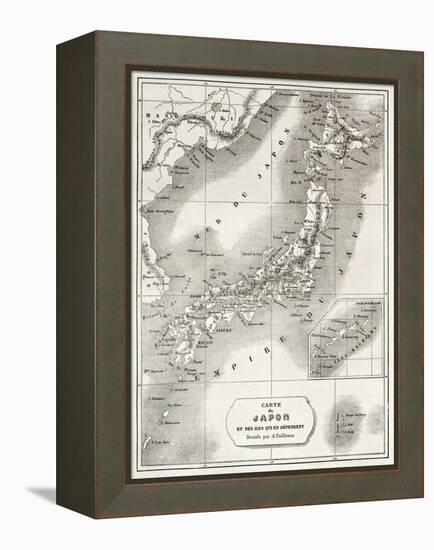 Japan Old Map. Created By Vuillemin And Erhard, Published On Le Tour Du Monde, Paris, 1860-marzolino-Framed Stretched Canvas