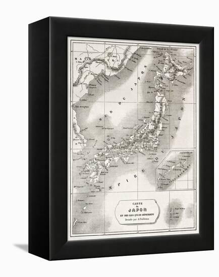 Japan Old Map. Created By Vuillemin And Erhard, Published On Le Tour Du Monde, Paris, 1860-marzolino-Framed Stretched Canvas