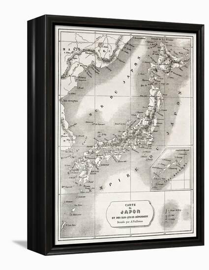 Japan Old Map. Created By Vuillemin And Erhard, Published On Le Tour Du Monde, Paris, 1860-marzolino-Framed Stretched Canvas