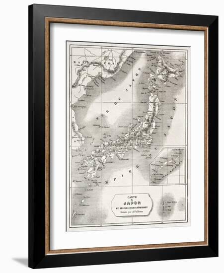 Japan Old Map. Created By Vuillemin And Erhard, Published On Le Tour Du Monde, Paris, 1860-marzolino-Framed Art Print