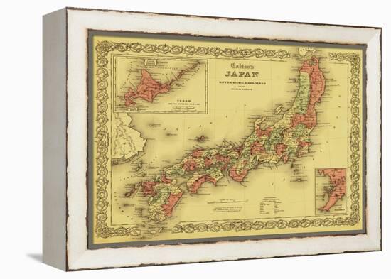 Japan - Panoramic Map-Lantern Press-Framed Stretched Canvas