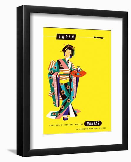 Japan - Qantas Airways - Japanese Geisha-Harry Rogers-Framed Art Print