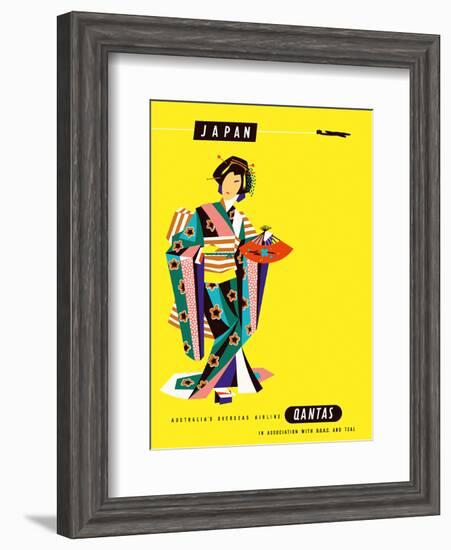 Japan - Qantas Airways - Japanese Geisha-Harry Rogers-Framed Art Print