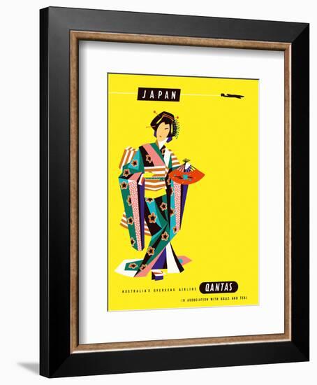 Japan - Qantas Airways - Japanese Geisha-Harry Rogers-Framed Art Print