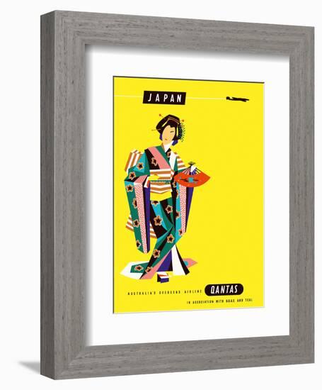 Japan - Qantas Airways - Japanese Geisha-Harry Rogers-Framed Art Print