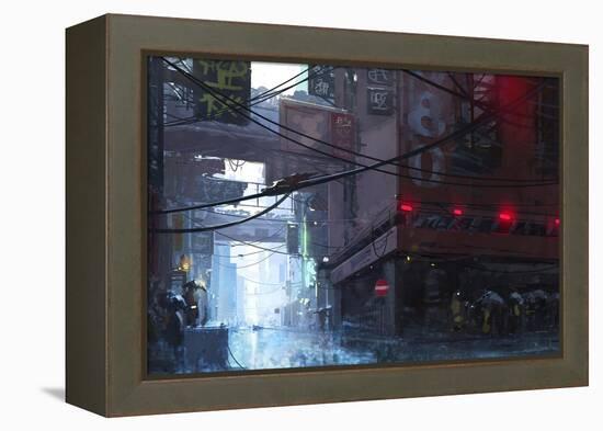 Japan Rain-Stephane Belin-Framed Stretched Canvas