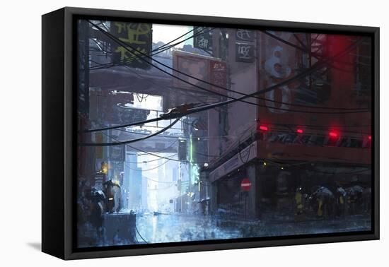 Japan Rain-Stephane Belin-Framed Stretched Canvas