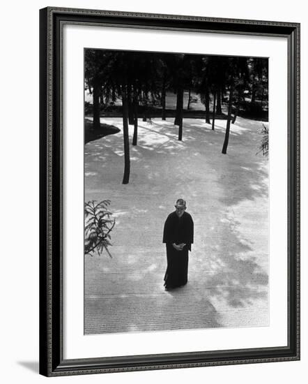 Japan's Greatest Industrialist/Philosopher Konosuke Matsushita, Walking in Philosophical Institute-Bill Ray-Framed Premium Photographic Print