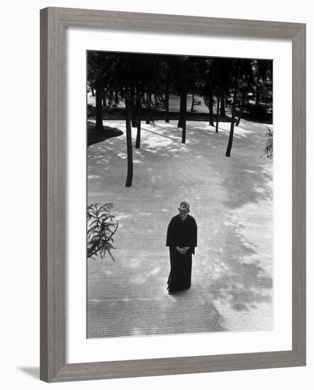 Japan's Greatest Industrialist/Philosopher Konosuke Matsushita, Walking in Philosophical Institute-Bill Ray-Framed Premium Photographic Print