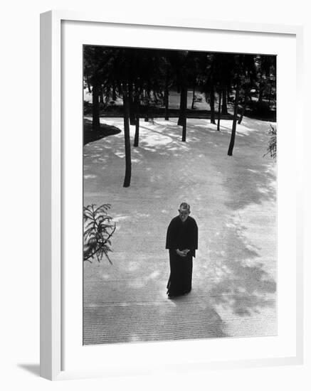 Japan's Greatest Industrialist/Philosopher Konosuke Matsushita, Walking in Philosophical Institute-Bill Ray-Framed Premium Photographic Print