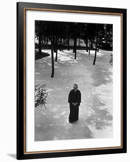 Japan's Greatest Industrialist/Philosopher Konosuke Matsushita, Walking in Philosophical Institute-Bill Ray-Framed Premium Photographic Print