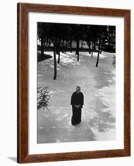 Japan's Greatest Industrialist/Philosopher Konosuke Matsushita, Walking in Philosophical Institute-Bill Ray-Framed Premium Photographic Print