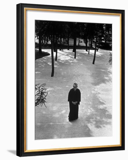 Japan's Greatest Industrialist/Philosopher Konosuke Matsushita, Walking in Philosophical Institute-Bill Ray-Framed Premium Photographic Print