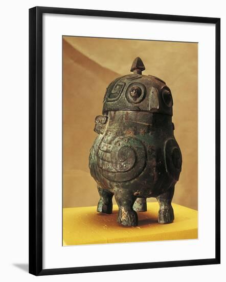 Japan, Shanxi, Shi Lou, Wine Vessel in the Shape of Two Stylized Owls, Found in 1957-null-Framed Giclee Print