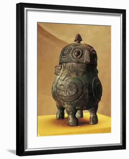 Japan, Shanxi, Shi Lou, Wine Vessel in the Shape of Two Stylized Owls, Found in 1957-null-Framed Giclee Print