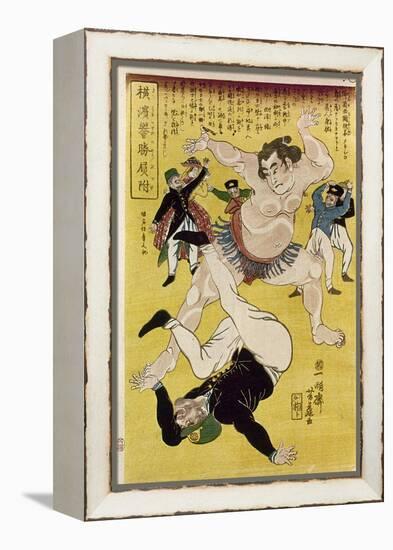 Japan: Sumo Wrestling-Ipposai Hoto-Framed Premier Image Canvas