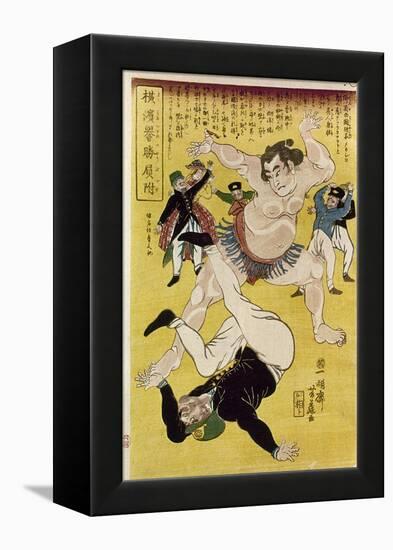 Japan: Sumo Wrestling-Ipposai Hoto-Framed Premier Image Canvas