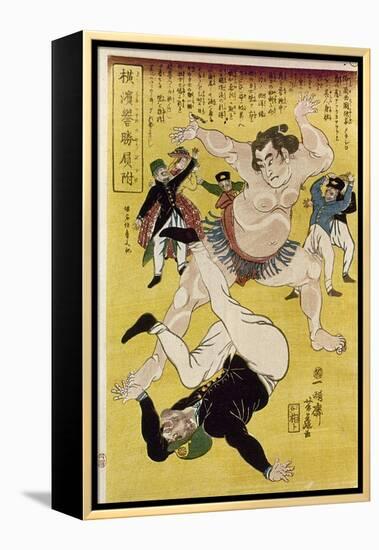 Japan: Sumo Wrestling-Ipposai Hoto-Framed Premier Image Canvas