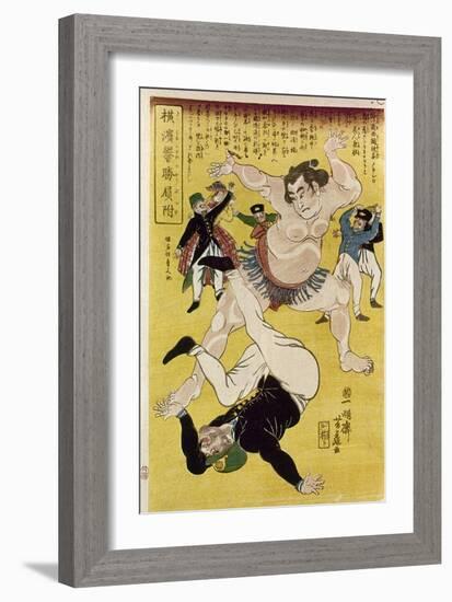 Japan: Sumo Wrestling-Ipposai Hoto-Framed Giclee Print