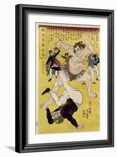 Japan: Sumo Wrestling-Ipposai Hoto-Framed Giclee Print