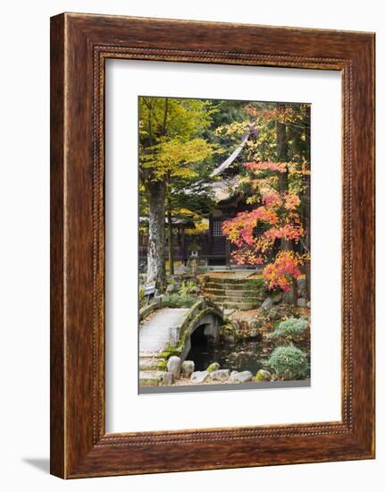 Japan Takayama Hokke-Ji Temple Garden with Stone Bridge Autumn-Nosnibor137-Framed Photographic Print