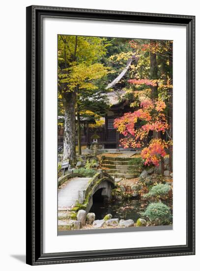 Japan Takayama Hokke-Ji Temple Garden with Stone Bridge Autumn-Nosnibor137-Framed Photographic Print