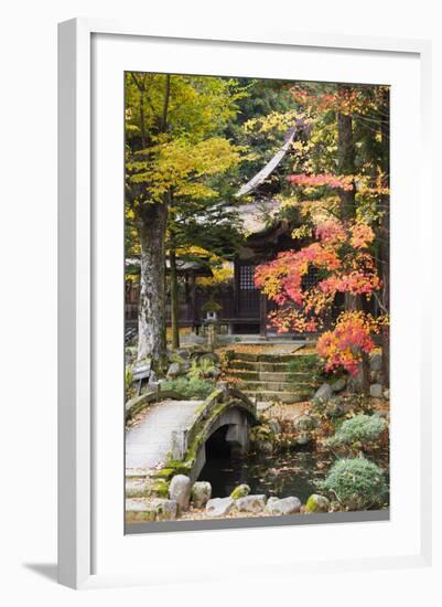 Japan Takayama Hokke-Ji Temple Garden with Stone Bridge Autumn-Nosnibor137-Framed Photographic Print