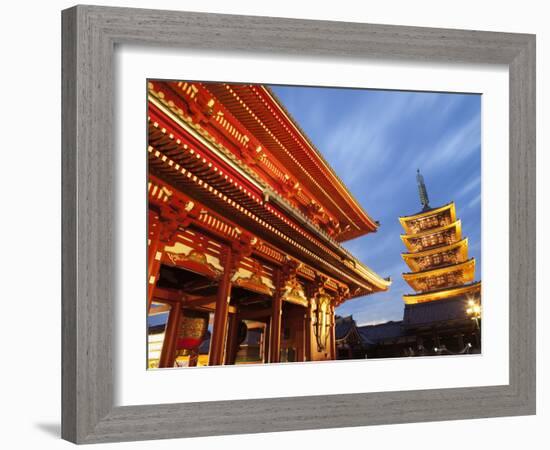 Japan, Tokyo, Asakusa, Asakusa Kannon Temple, Hozomon Gate and Temple Pagoda-Steve Vidler-Framed Photographic Print