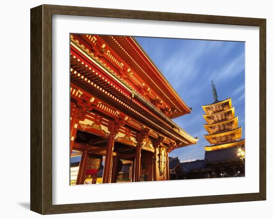 Japan, Tokyo, Asakusa, Asakusa Kannon Temple, Hozomon Gate and Temple Pagoda-Steve Vidler-Framed Photographic Print