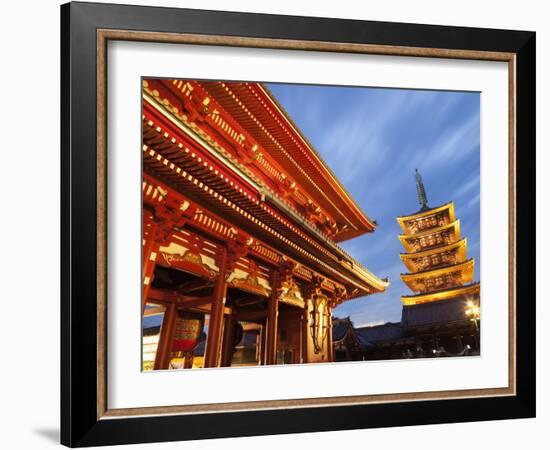 Japan, Tokyo, Asakusa, Asakusa Kannon Temple, Hozomon Gate and Temple Pagoda-Steve Vidler-Framed Photographic Print