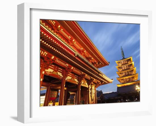 Japan, Tokyo, Asakusa, Asakusa Kannon Temple, Hozomon Gate and Temple Pagoda-Steve Vidler-Framed Photographic Print