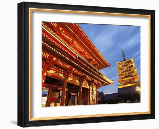 Japan, Tokyo, Asakusa, Asakusa Kannon Temple, Hozomon Gate and Temple Pagoda-Steve Vidler-Framed Photographic Print