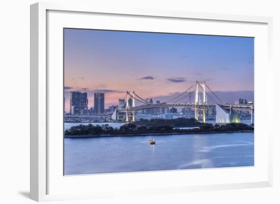 Japan, Tokyo, Odaiba, Rainbow Bridge at Twilight-Rob Tilley-Framed Photographic Print