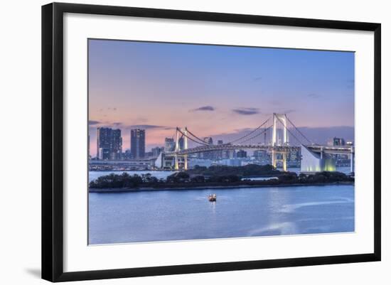 Japan, Tokyo, Odaiba, Rainbow Bridge at Twilight-Rob Tilley-Framed Photographic Print