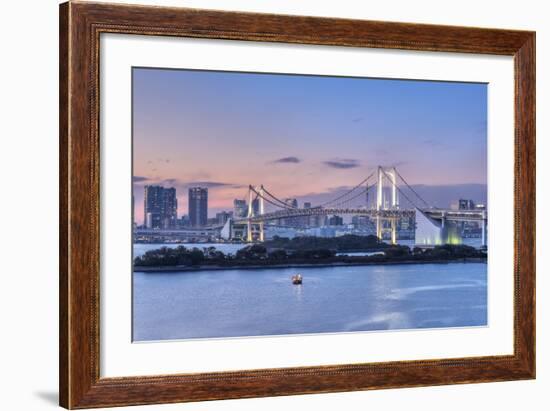 Japan, Tokyo, Odaiba, Rainbow Bridge at Twilight-Rob Tilley-Framed Photographic Print