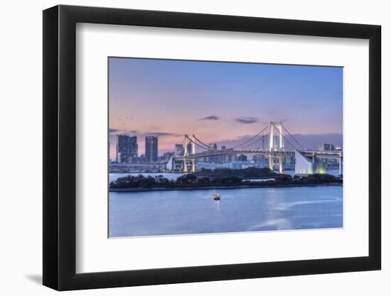 Japan, Tokyo, Odaiba, Rainbow Bridge at Twilight-Rob Tilley-Framed Photographic Print