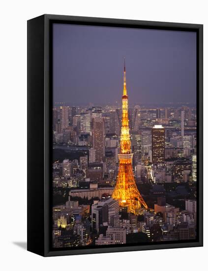 Japan, Tokyo, Roppongi, View of Tokyo Tower and City Skyline from Tokyo City View Tower-Steve Vidler-Framed Premier Image Canvas