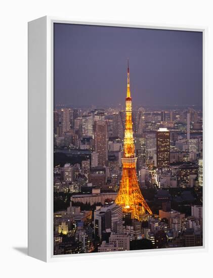 Japan, Tokyo, Roppongi, View of Tokyo Tower and City Skyline from Tokyo City View Tower-Steve Vidler-Framed Premier Image Canvas