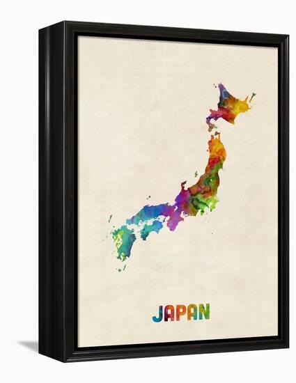 Japan Watercolor Map-Michael Tompsett-Framed Stretched Canvas