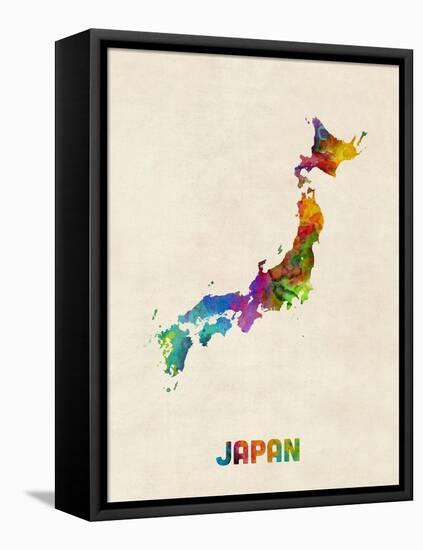 Japan Watercolor Map-Michael Tompsett-Framed Stretched Canvas