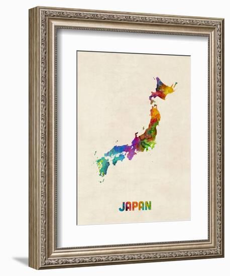 Japan Watercolor Map-Michael Tompsett-Framed Art Print