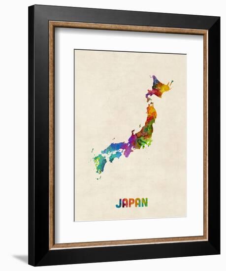 Japan Watercolor Map-Michael Tompsett-Framed Art Print