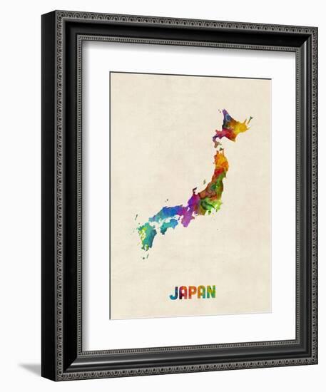 Japan Watercolor Map-Michael Tompsett-Framed Art Print