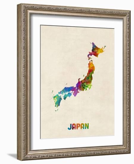 Japan Watercolor Map-Michael Tompsett-Framed Art Print