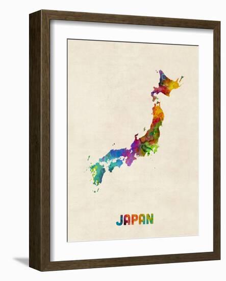 Japan Watercolor Map-Michael Tompsett-Framed Art Print