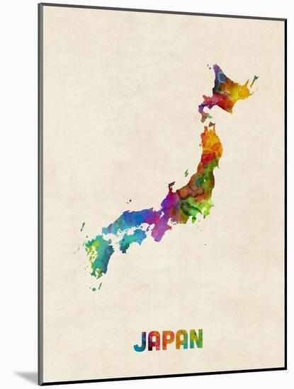 Japan Watercolor Map-Michael Tompsett-Mounted Art Print
