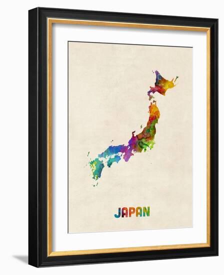 Japan Watercolor Map-Michael Tompsett-Framed Art Print