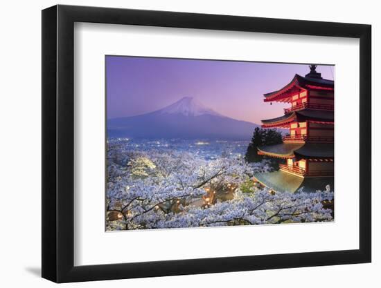 Japan, Yamanashi Prefecture, Fuji-Yoshida, Chureito Pagoda, Mt Fuji and Cherry Blossoms-Michele Falzone-Framed Photographic Print